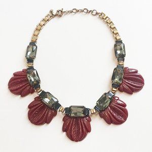 J.Crew Molded Lucite Art Deco Vintage Look Smoky Crystal Bold Statement Necklace